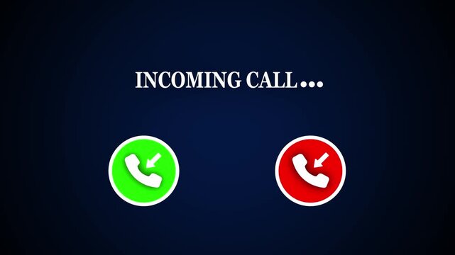 Incoming Calling animation in mobile phone, call animated accept or decline option, incoming call in mobile phone display with alpha channel. Neon call icon animation
