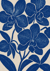 Obraz premium Vintage blue floral illustration