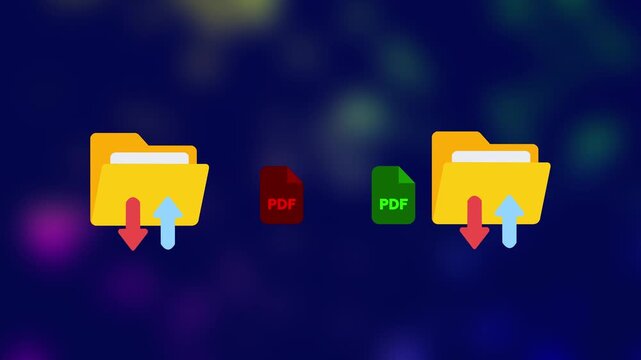 Two folders file transfer animation seamless loop. Suitable for business, data management, quick torrent of copying data from folder to folder on computer