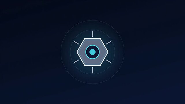 Futuristic glowing geometric interface element abstract data loading screen technology background sci-fi HUD display blue energy pattern on dark cyberspace loop