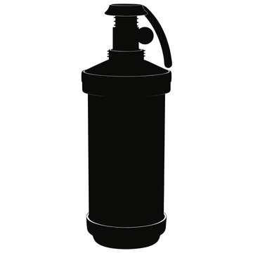 Military smoke grenade silhouette vector, tactical flashbang explosive canister icon, black combat grenade equipment for gaming and security design