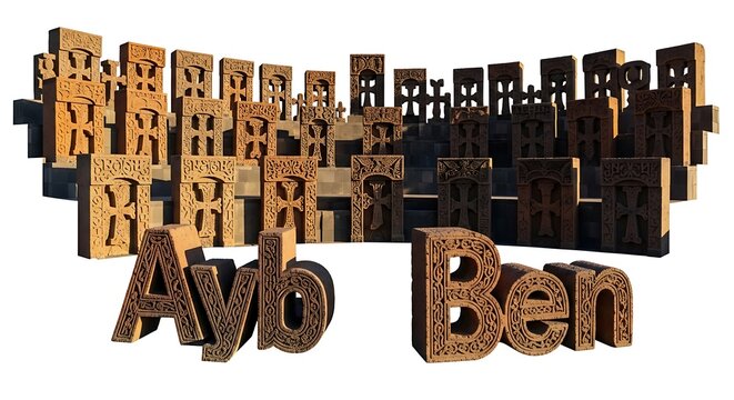 Collection of vintage wooden printing blocks and typefaces.