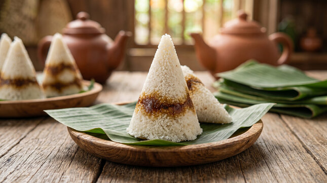 Awug Beras Traditional Cone Steamed Rice Cake with Palm Sugar
