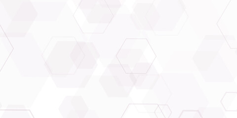 Fototapeta premium Subtle geometric hexagon pattern with faint purple outline on white background abstract 