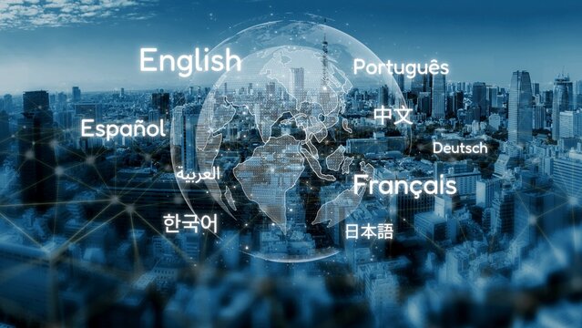 Global communication with multiple languages, digital translation tools, multilingual technology, cross-cultural communication, and virtual language learning environments. Muxer
