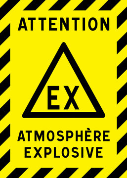 Panneau signal&eacute;tique EX, atmosph&egrave;re explosive, zone ATEX, s&eacute;curit&eacute; industrielle