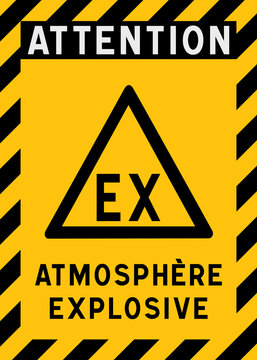 Panneau signal&eacute;tique EX, atmosph&egrave;re explosive, zone ATEX, s&eacute;curit&eacute; industrielle