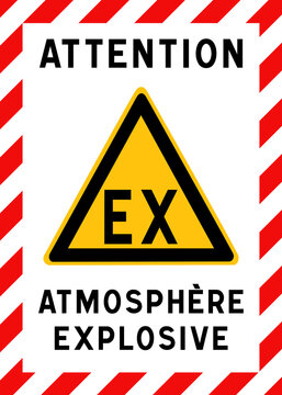Panneau signal&eacute;tique EX, atmosph&egrave;re explosive, zone ATEX, s&eacute;curit&eacute; industrielle