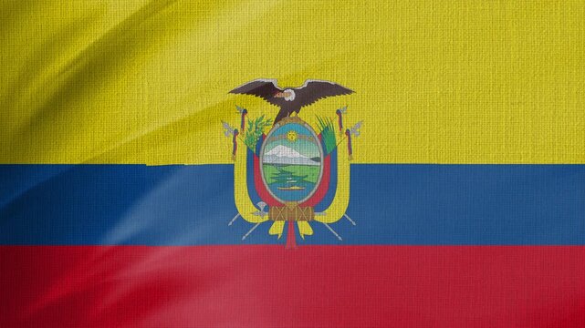 Ecuador Flag Animation With Fabric Texture