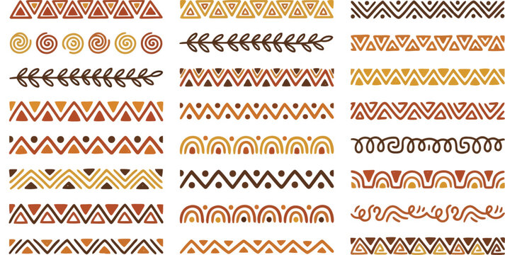 Set of hand drawn tribal borders