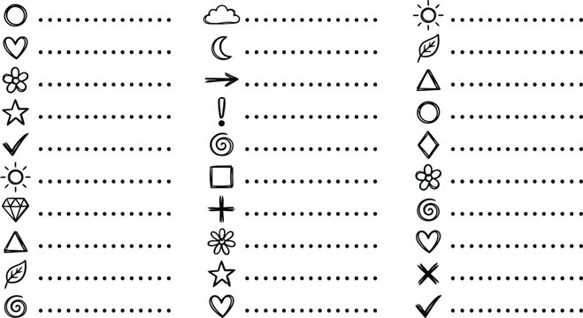 Hand drawn bullet points set