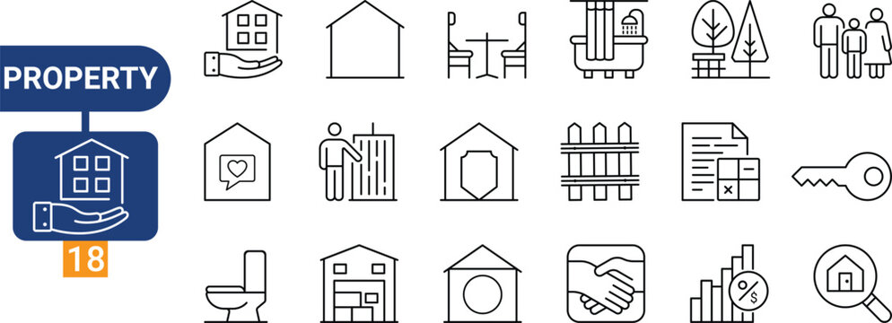 Modern property icons set vector