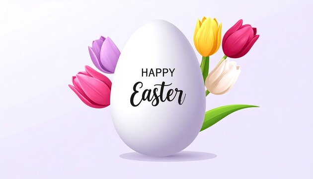 Colorful Easter eggs arranged in a nest with flowers.