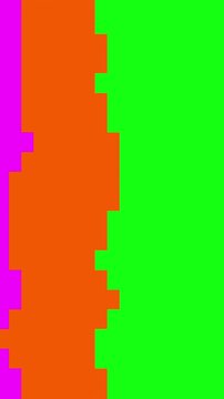 Multicolor 8-bit pixelated blocks swipe transition with green screen background