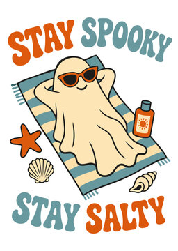 Playful Ghost Relaxing On Beach Towel