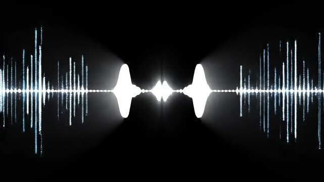 Abstract sound wave visualization with glowing light.