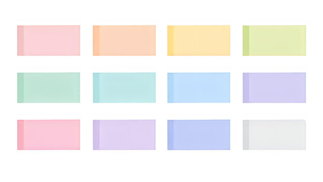 Pastel sticky notes set, colorful paper index tabs for office planning, blank adhesive memo stickers collection isolated on White Background ai
