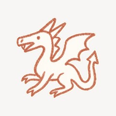 Fototapeta premium Whimsical crayon dragon illustration.