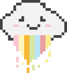 Fototapeta premium Cloud Spewing Rainbow Pixel Art Kawaii