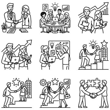 business partnership teamwork and career growth concepts showing professional success through collaboration and strategic planning