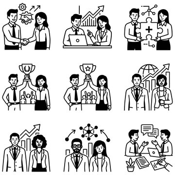 business professionals collaborating on strategies achieving success and driving corporate growth ideal for illustrating teamwork and innovation concepts.