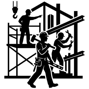 construction workers building on a job site illustrating teamwork industrial development and skilled labor