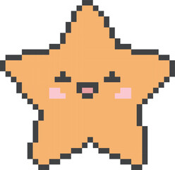 Fototapeta premium Star Smiling Pixel Art Kawaii
