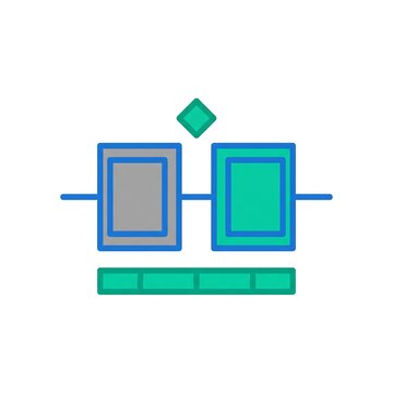 Abstract data structure visualization with dual rectangles structure rectangles icon isolated on white background
