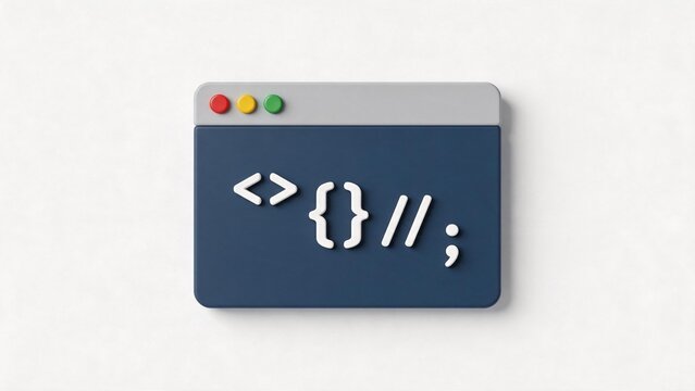 Browser window with coding symbols