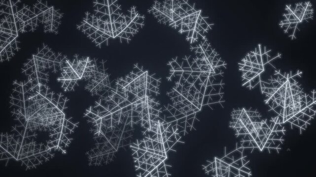 Ice Crystal Frost Growing Dendritic Branches Glowing Cool Blue Winter Abstract Motion Background Seamless Loop in calm silver tones