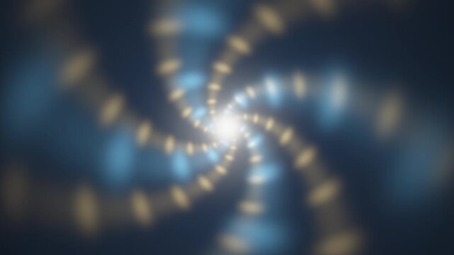 Glowing spiral vortex swirling toward center abstract motion background seamless loop in calm cyan tones