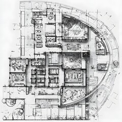 Fototapeta premium Plant floor plan with technical industrial layout picture