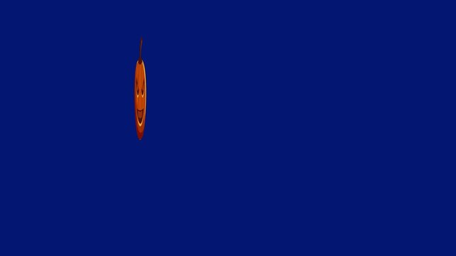 Animated Halloween pumpkin icon. Spooky jack-o-lantern character on a solid blue background.