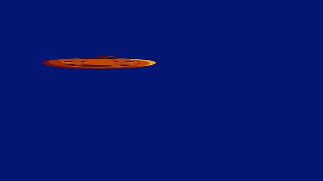 Cartoon Halloween pumpkin character. Funny jack-o-lantern animation on blue background.