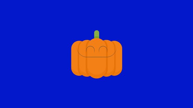 Cute cartoon pumpkin icon. Happy orange jack-o-lantern character for Halloween design.