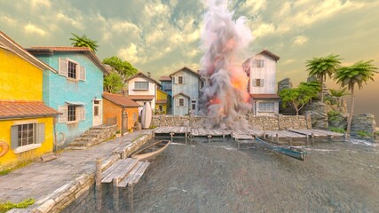 海沿いの家　3DCGレンダリング © tsuneomp