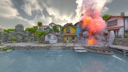 海沿いの家　3DCGレンダリング © tsuneomp