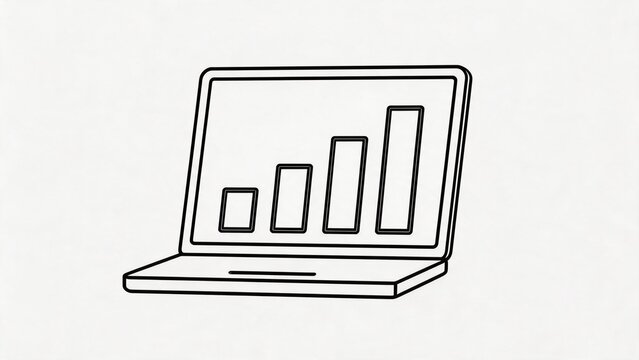 Laptop with bar chart on screen