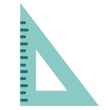 Green triangle set square ruler for geometry and measuring vector icon design.