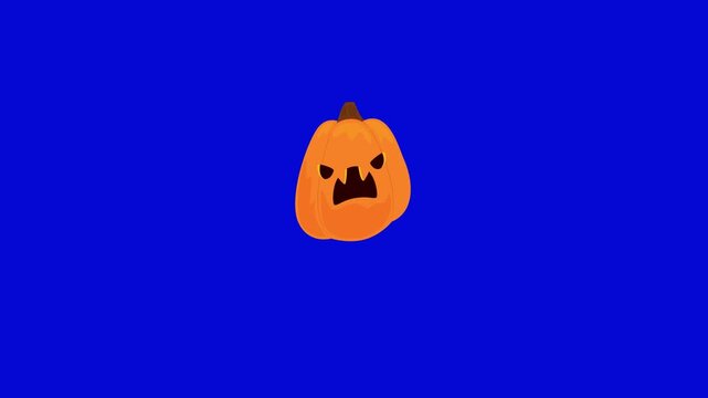 Halloween pumpkin jack-o-lantern glowing with spooky face. Classic carved orange squash for festive autumn decoration and holiday design.