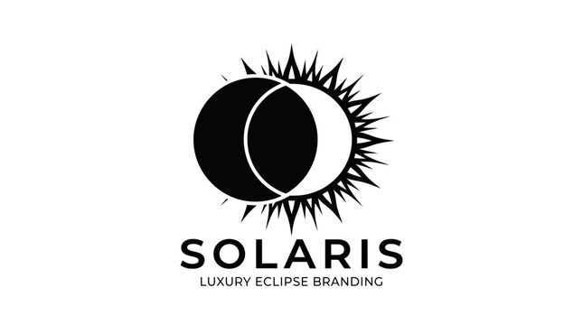 Solaris Luxury Eclipse Branding Logo: Sun, Moon, and Celestial Event Symbol