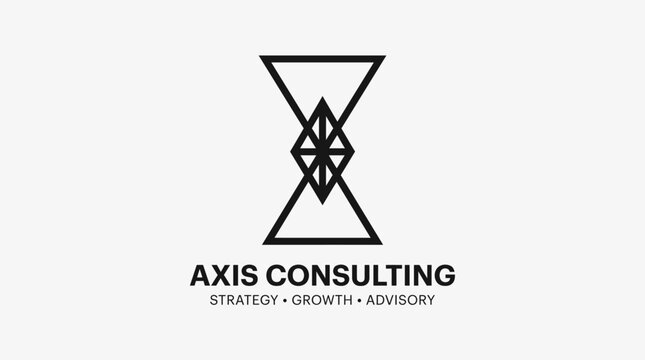Axis Consulting Logo with Strategy, Growth, Advisory - Modern Geometric Design