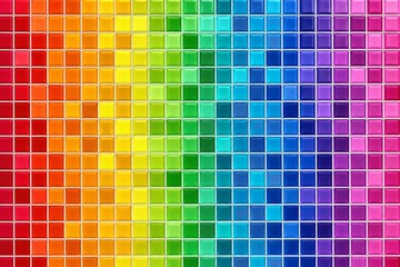 Obraz premium Colorful mosaic tiles arranged in rainbow gradient pattern