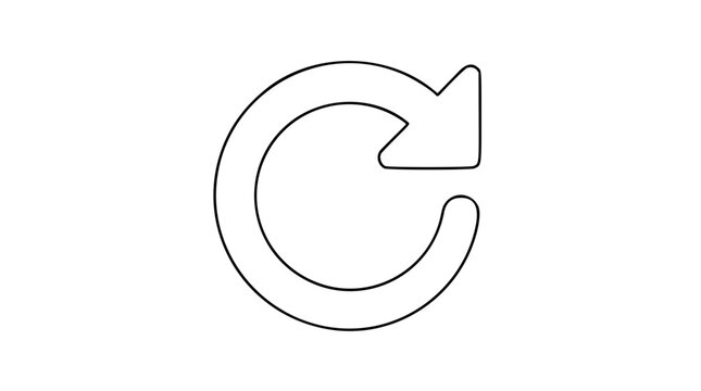 Refresh circular arrow vector icon with minimalist line art design for reload and synchronization user interface elements