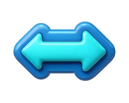 Vibrant blue glossy 3D double arrow icon representing exchange, transfer, or navigation