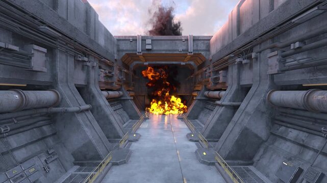 要塞の中庭　3DCGレンダリング