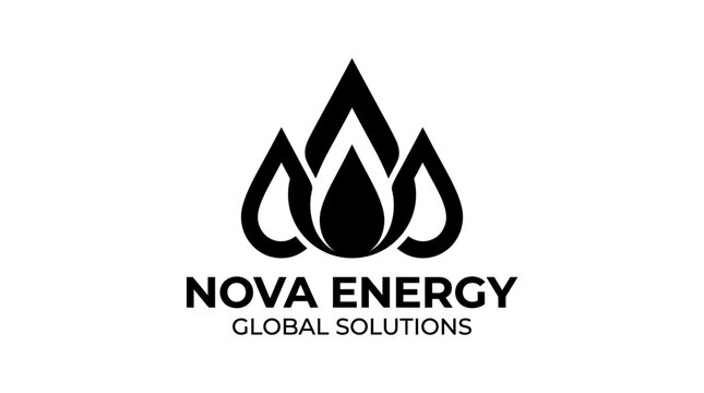 Nova Energy Global Solutions Logo: Fiery Flame and Drop Symbol for Renewable Energy and Power Generation