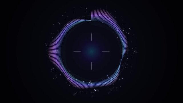 Blue circular audio spectrum equalizer pulsing on black background