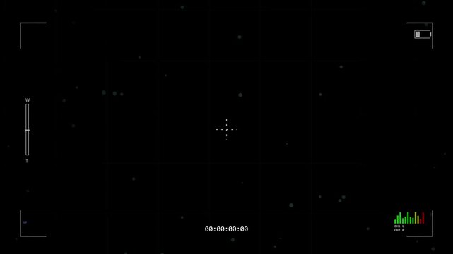 Camera recording overlay with hud interface on dark background