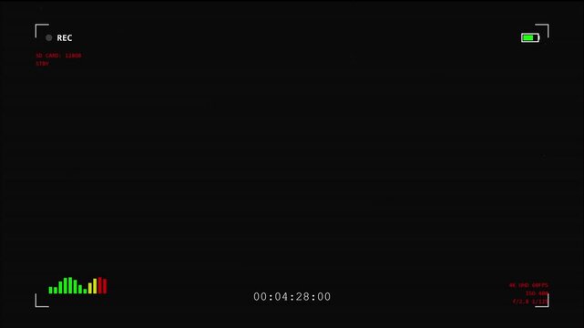 Digital camera viewfinder overlay with recording indicator on black